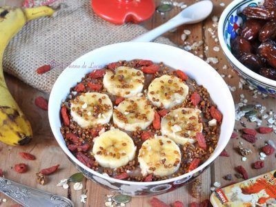 Porridge de plátano y chocolate